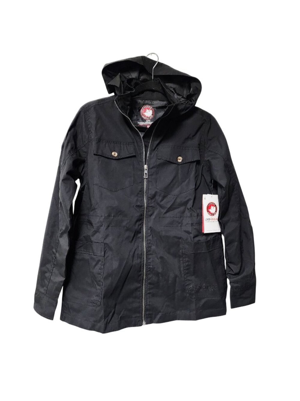 Canada Weather Mens Gear Black Hooded Jacket DryGear Performance Size M